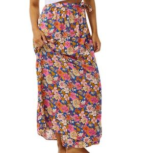 Rip Curl Floral Skirt with Pink and Blue Design